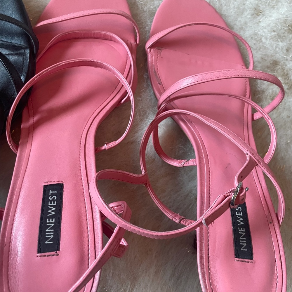 Nine West bundle! kitten heel sandals pink and black size 12